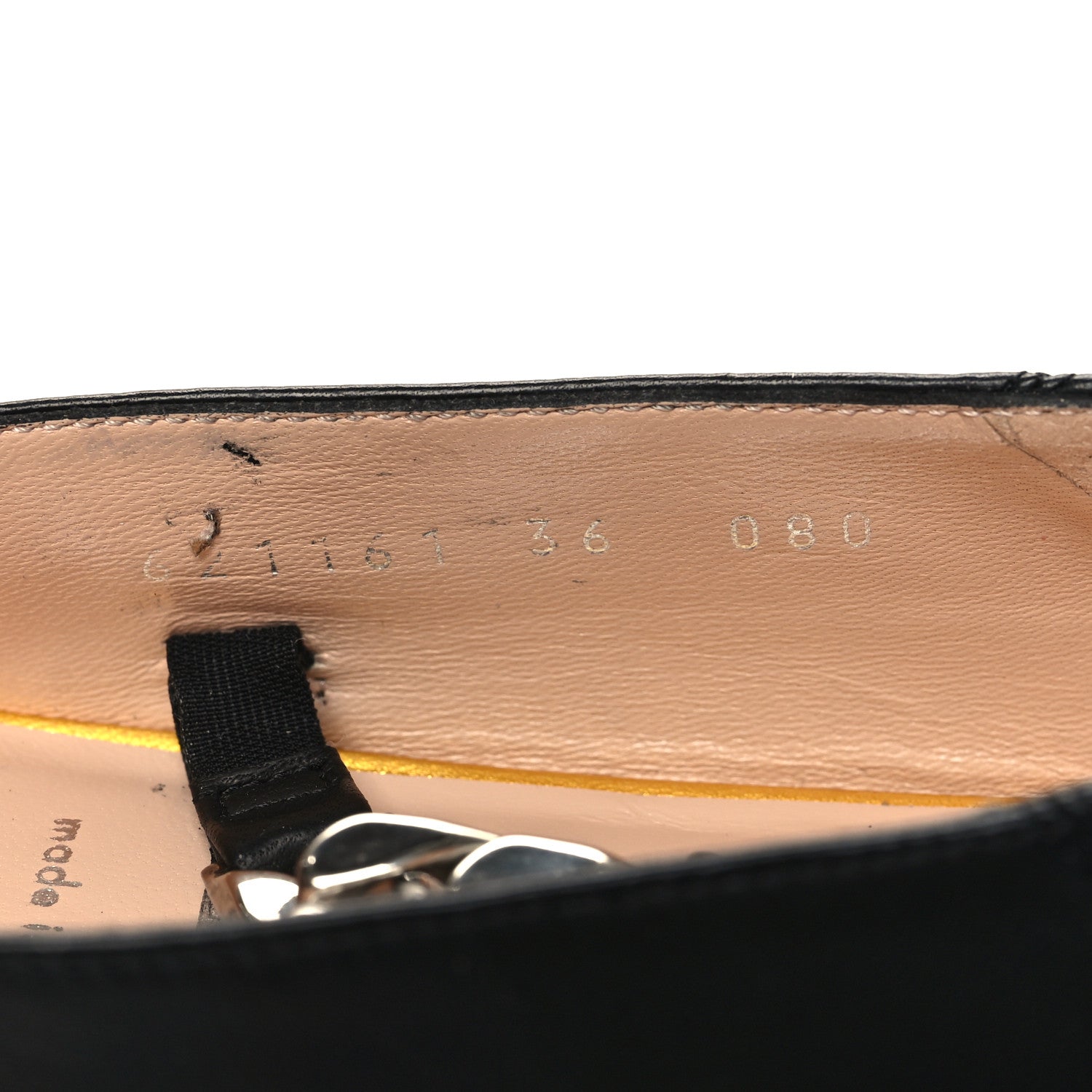 Gucci Nappa Lumiere Deva Horsebit Chain Embellished Flats 36 Black 6 of 9