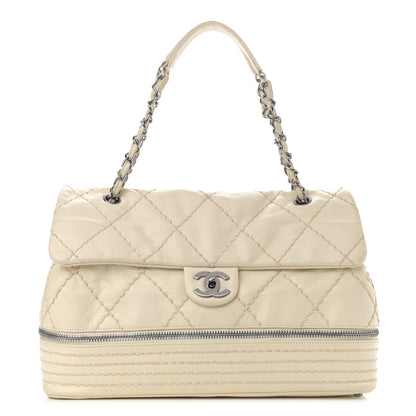 Chanel Calfskin Stitched Large Expandable Flap Bag White 1 of 11