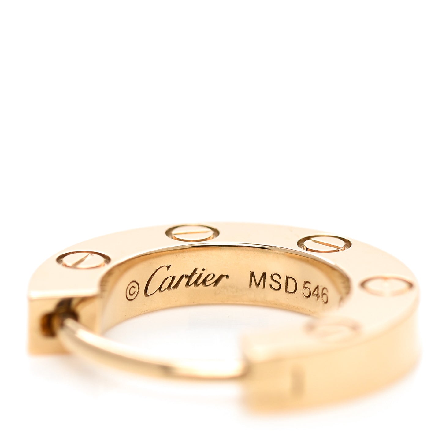 18K Yellow Gold Single LOVE Hoop Earring