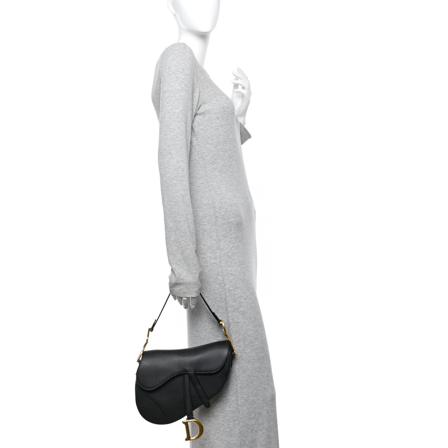 Christian Dior Grained Calfskin Saddle Bag Black 2 of 11