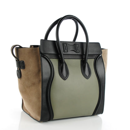 Celine Smooth Calfskin Suede Mini Tri-Color Luggage Almond 3 of 8