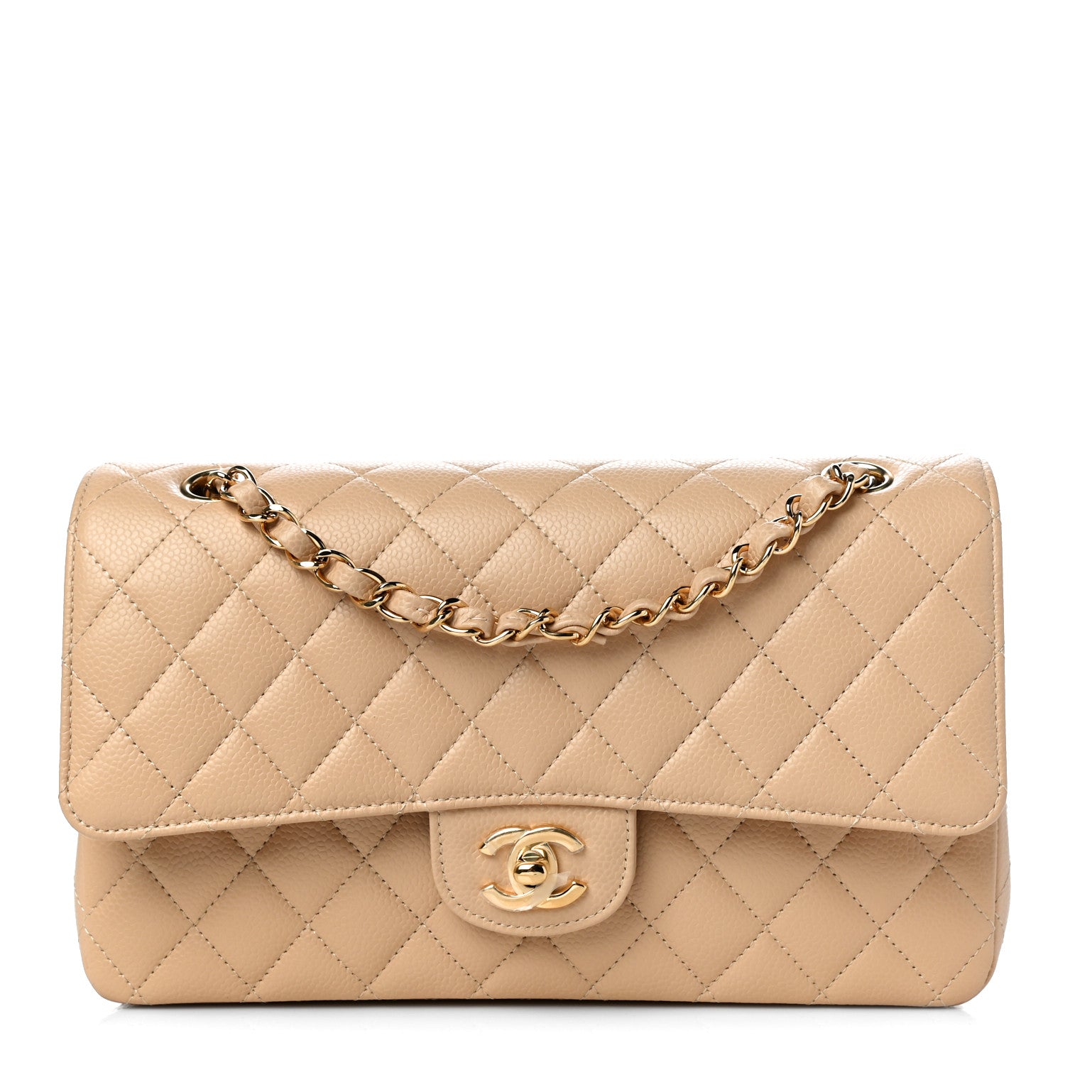 Chanel Caviar Quilted Medium Double Flap Beige 1 of 11