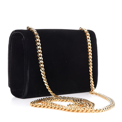 Saint Laurent Velvet Small Monogram Kate Tassel Shoulder Bag Black 3 of 6
