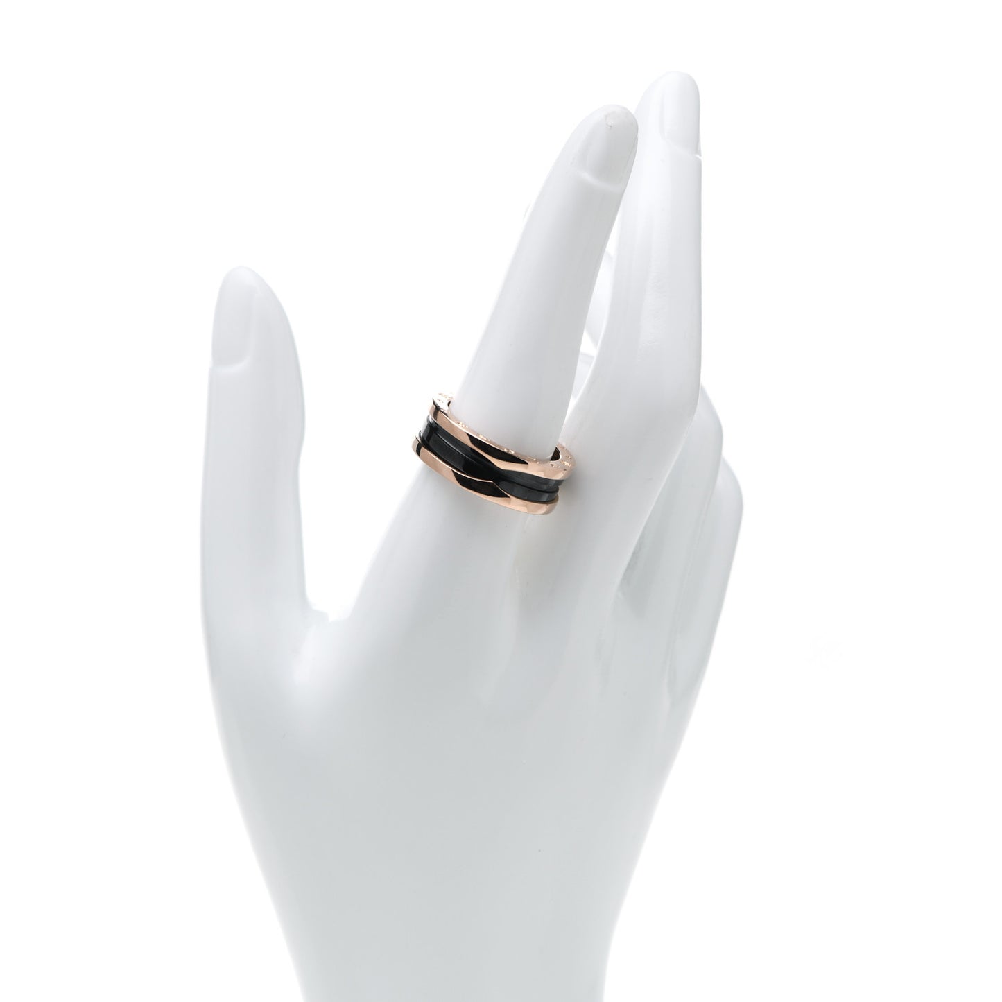 18K Rose Gold Black Ceramic B.Zero1 Two-Band Ring 59 8.75