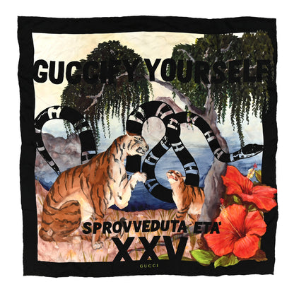 Gucci Silk Guccify Yourself Printed Scarf Black Multicolor 1 of 6