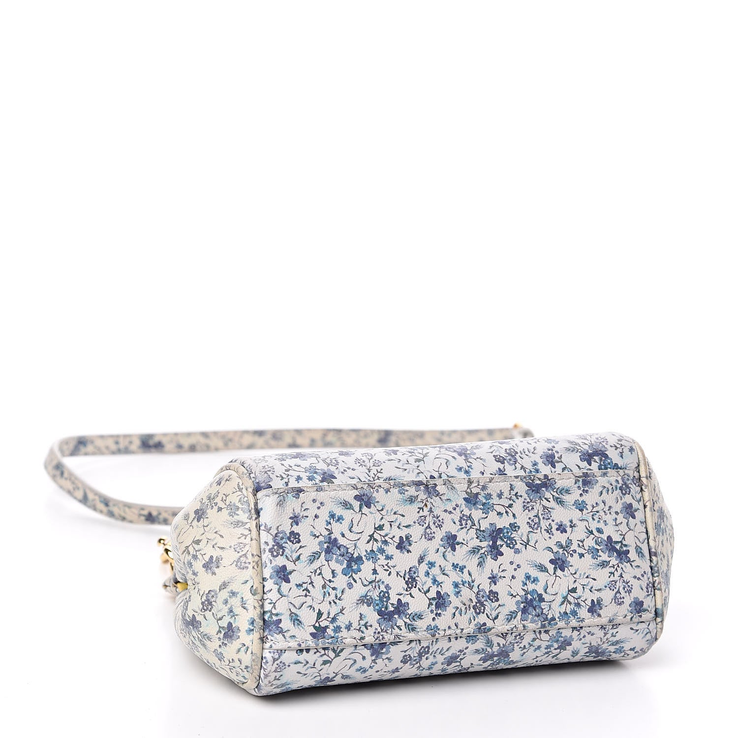Dolce & Gabbana Dauphine Floral Print Micro Miss Sicily Satchel Blue White 4 of 10