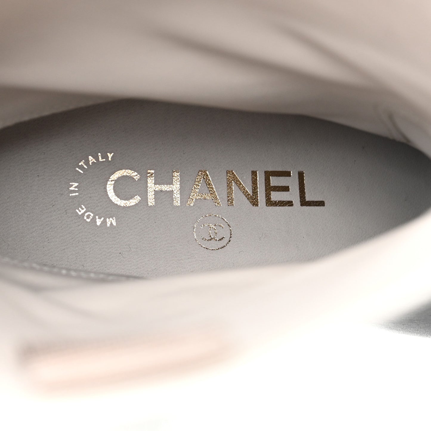 Calfskin CC Logo Mid Calf Boots 36.5 Grey Black