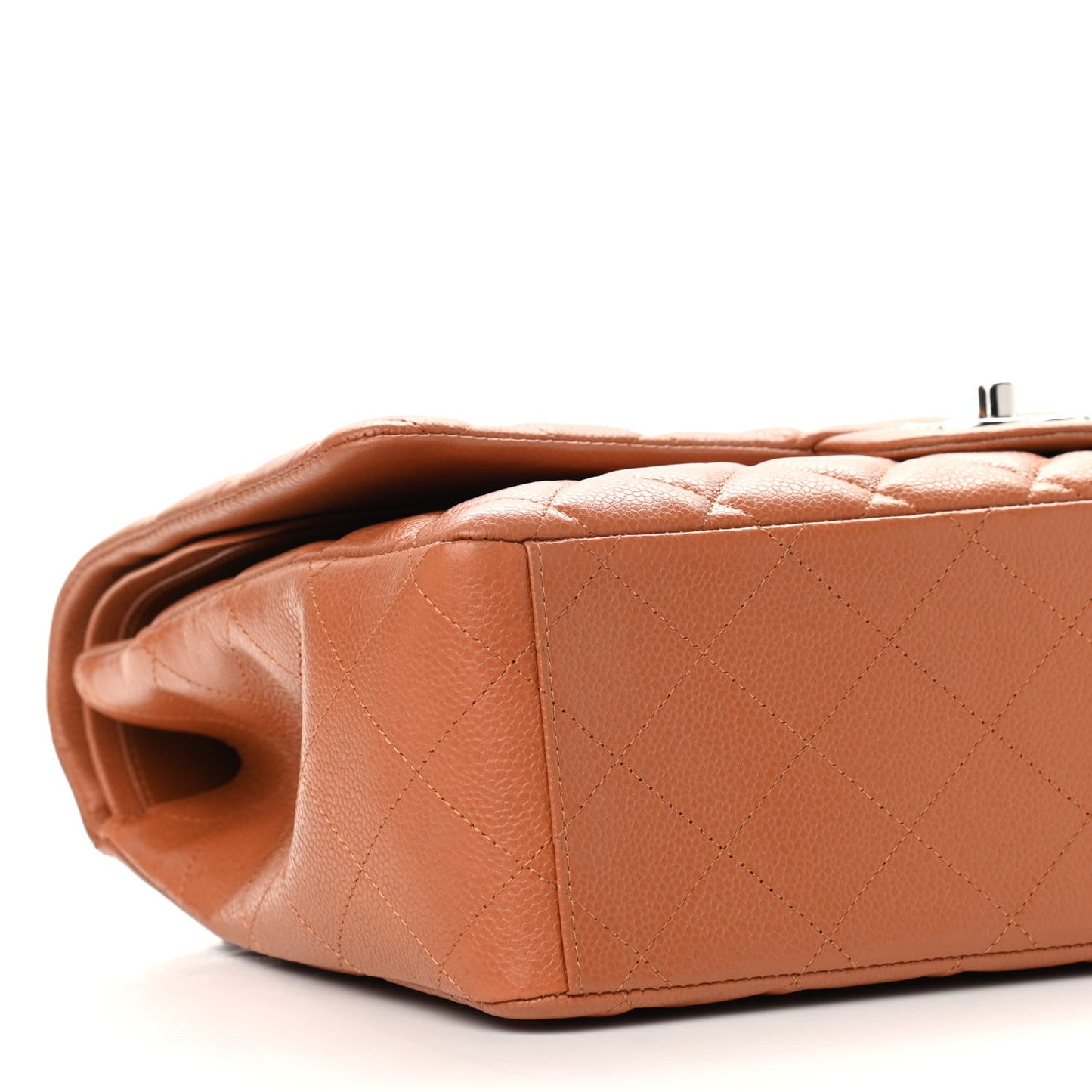 Caviar Quilted Maxi Double Flap Light Brown