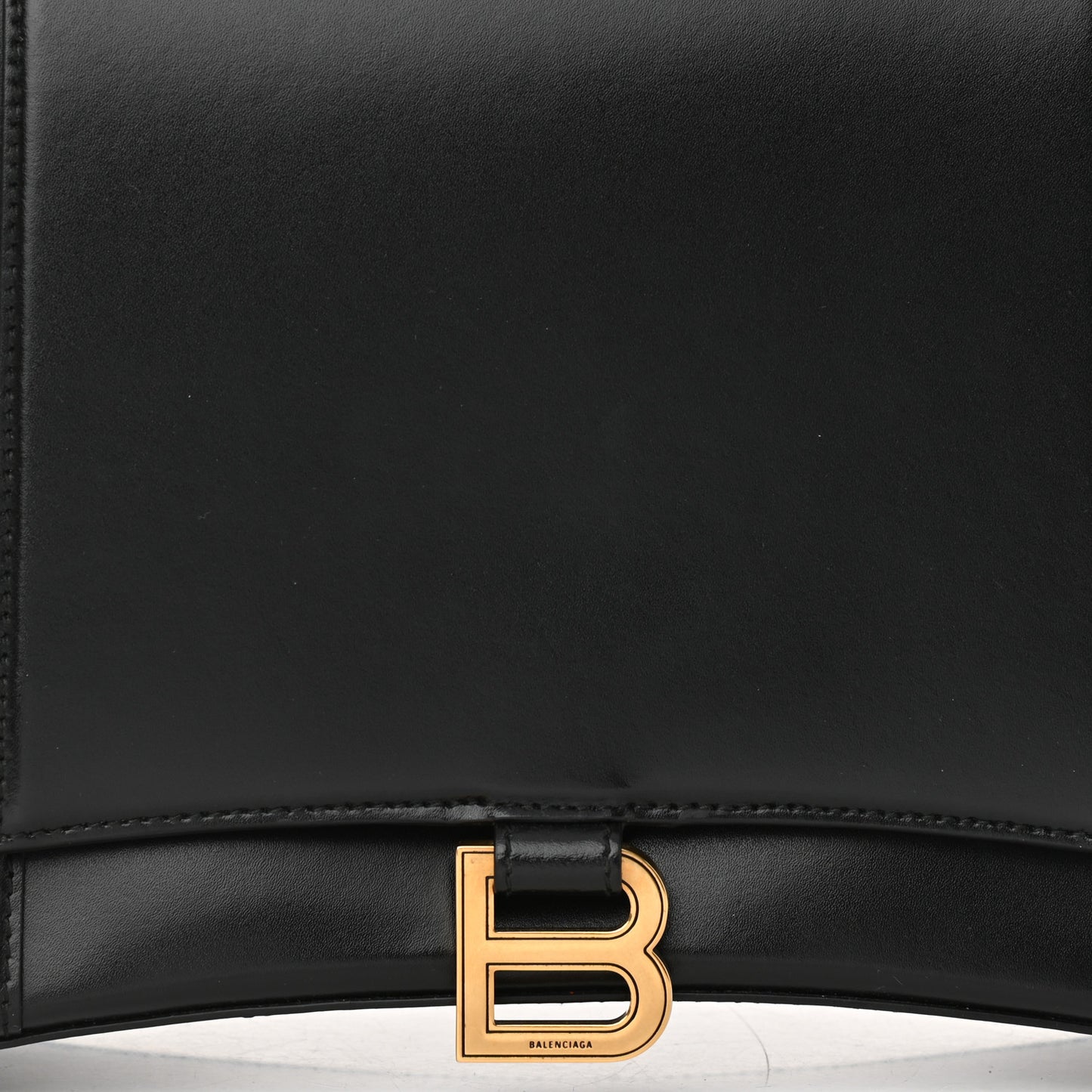 Shiny Box Calfskin Medium Hourglass Top Handle Bag Black