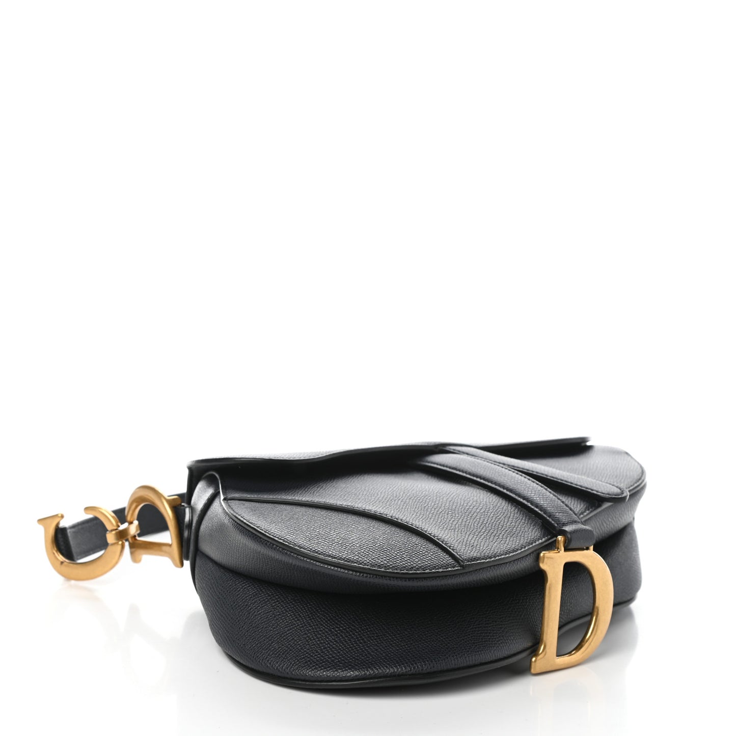 Grained Calfskin Saddle Bag Black