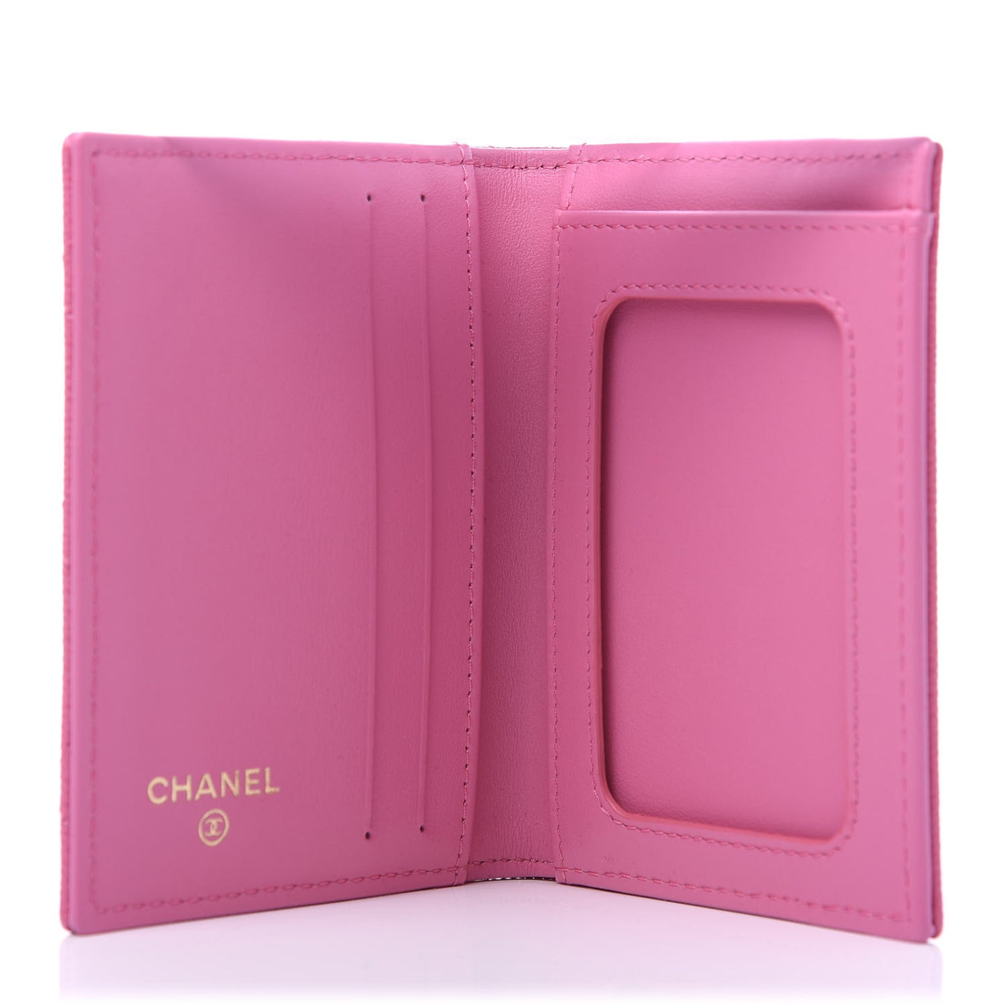 Caviar Quilted Card Holder Wallet Pink