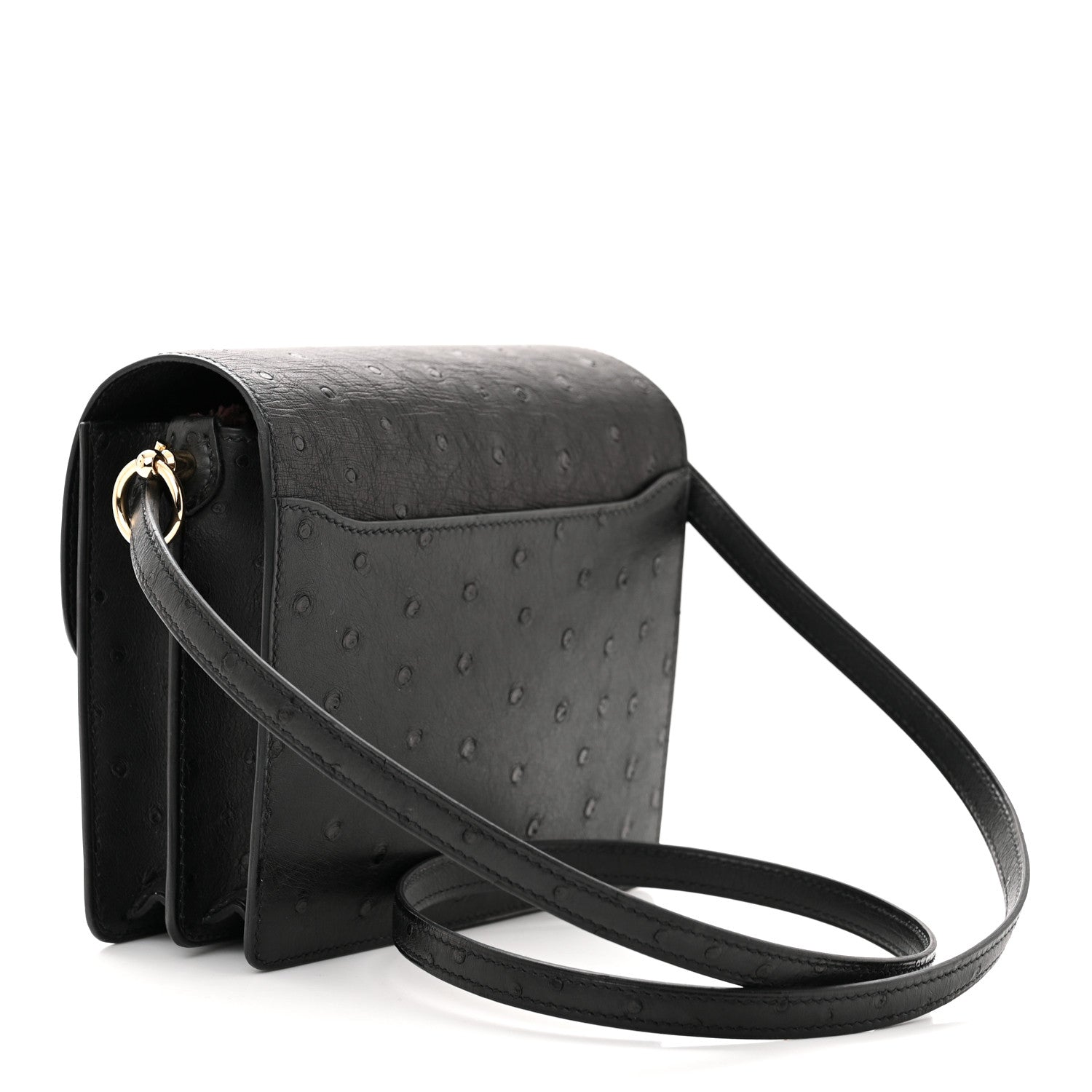 Hermes Ostrich Mini Sac Roulis Black 3 of 10