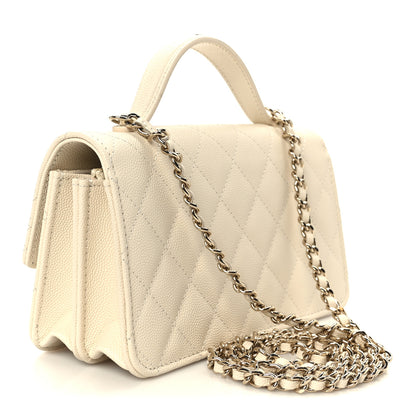 Chanel Caviar Quilted Trendy Handle Clutch With Chain Ecru 3 of 12