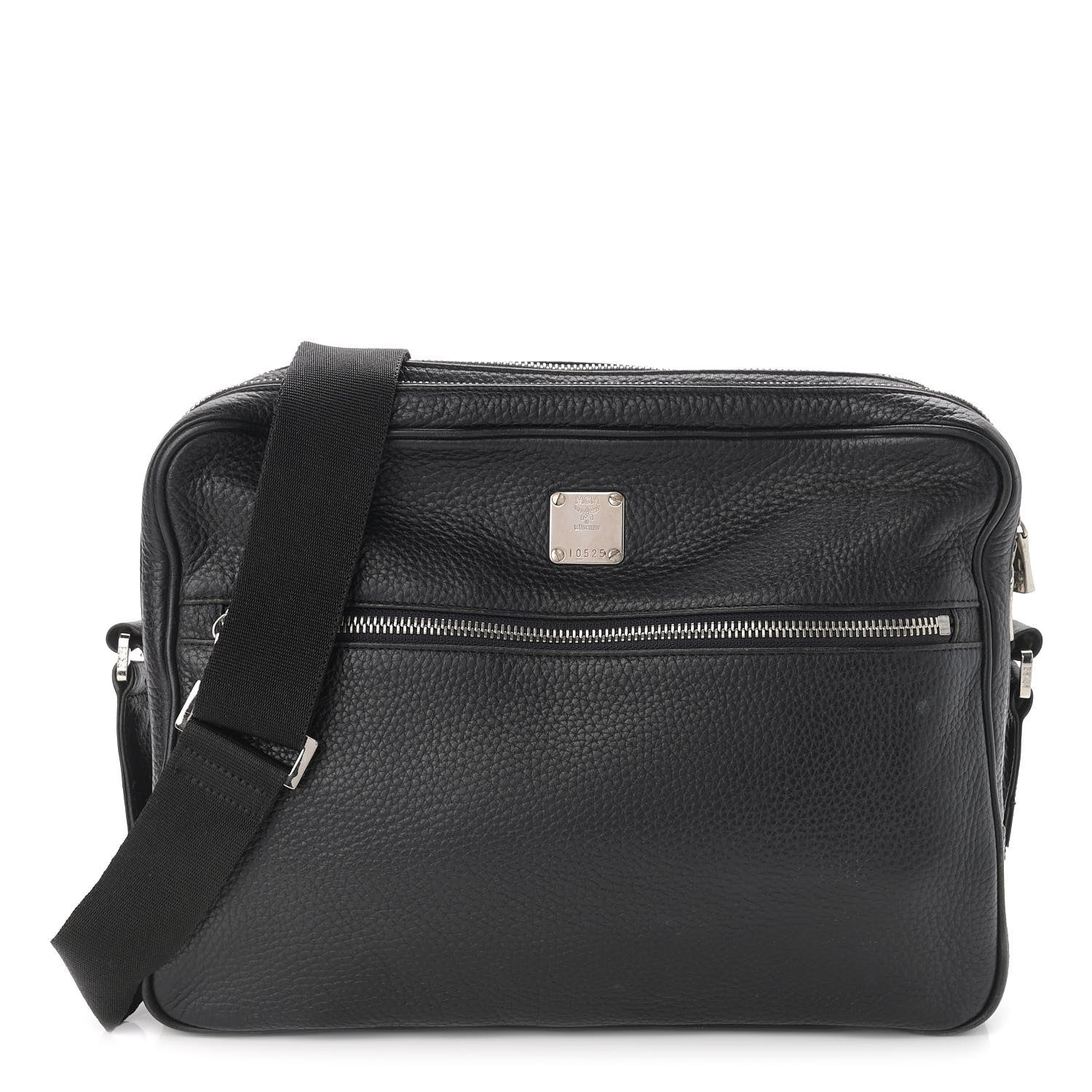 MCM Grained Calfskin Medium Shoulder Bag Black 1 of 14