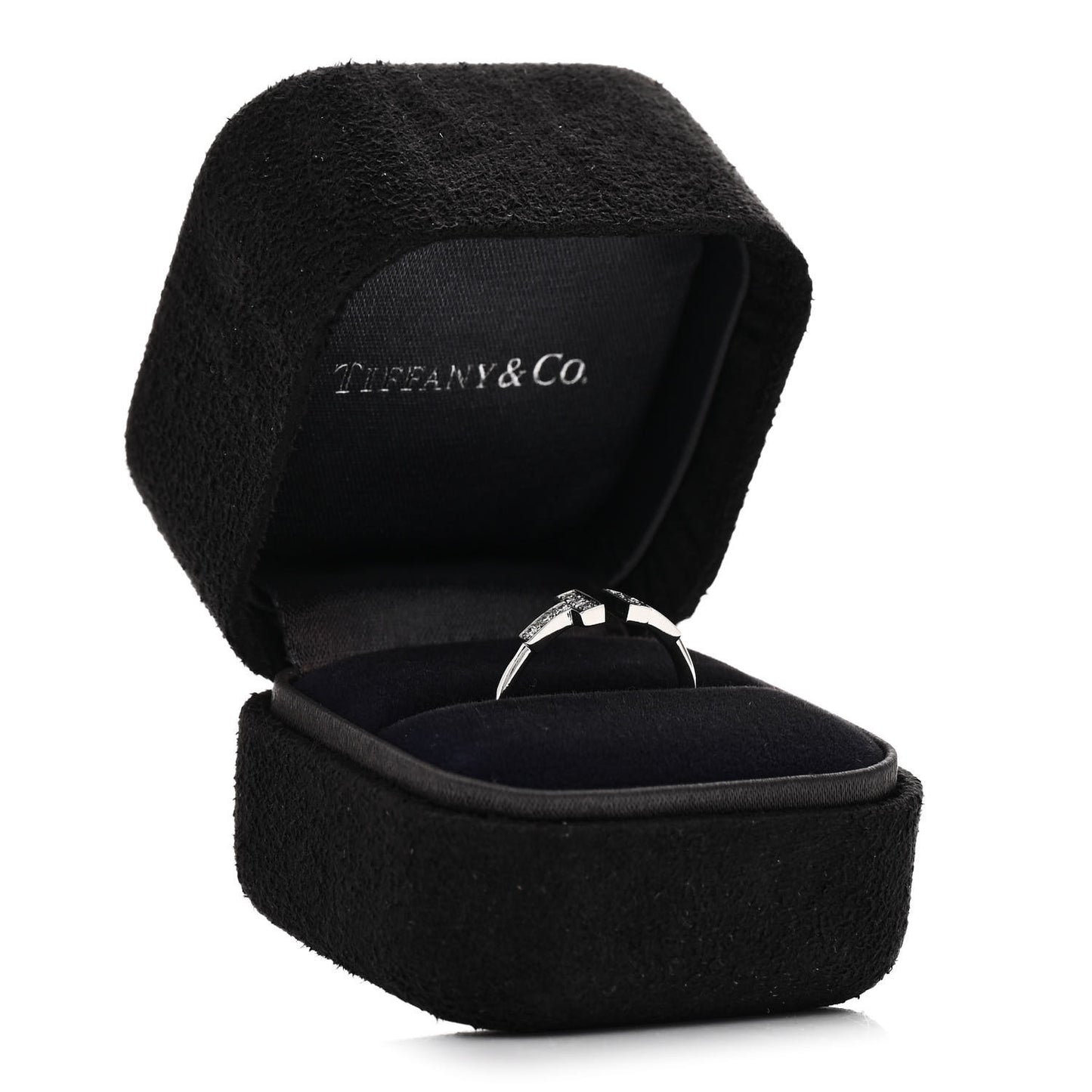 18K White Gold Diamond T Wire Ring 54 7