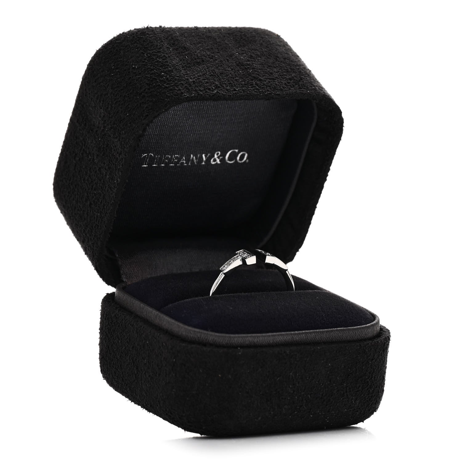 Tiffany 18K White Gold Diamond T Wire Ring 54 7 5 of 5