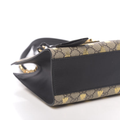 Gucci GG Supreme Monogram Bees Small Padlock Tote Beige Oro Black 9 of 10