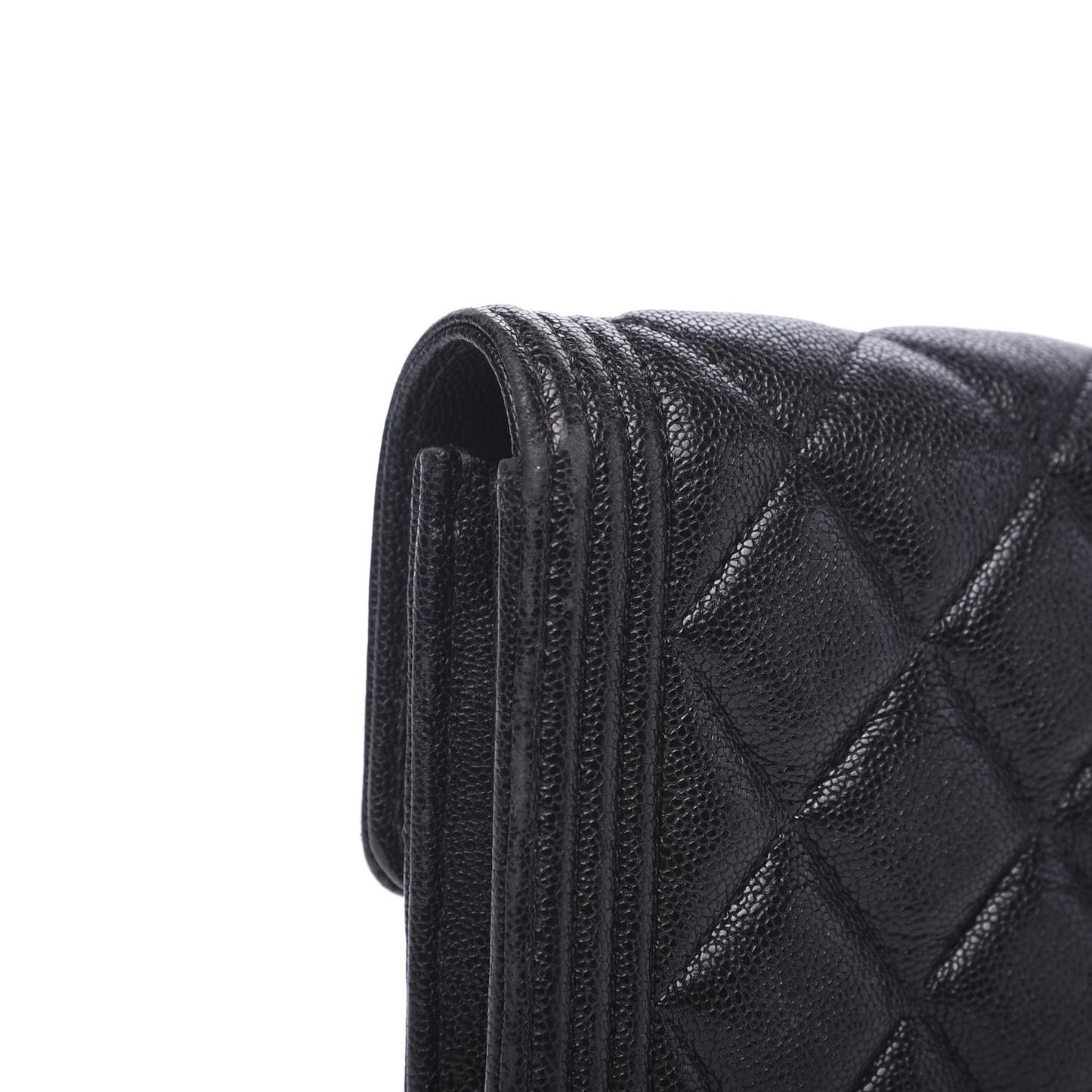 Caviar Quilted Boy Flap Wallet Black