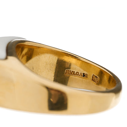 Bulgari 18K Yellow Gold White Ceramic Tronchetto Ring 52 6 6 of 6