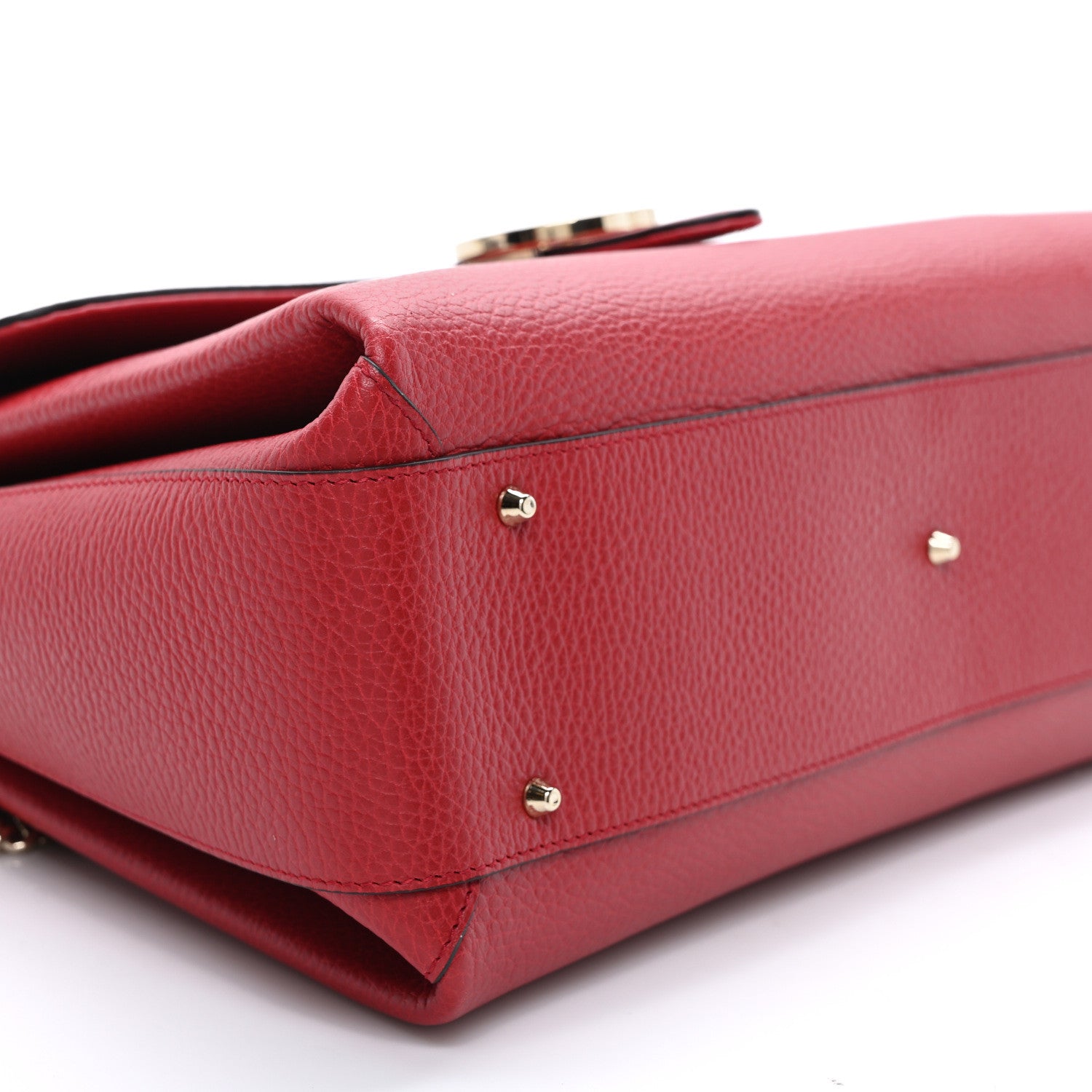 Gucci Dollar Calfskin Medium Interlocking G Top Handle Shoulder Bag Red 9 of 10
