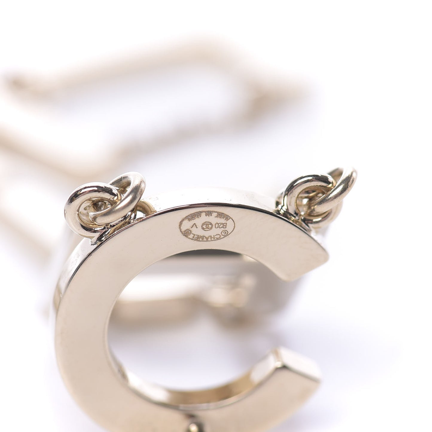 Metal Cha-Nel Logo Drop Earrings Gold