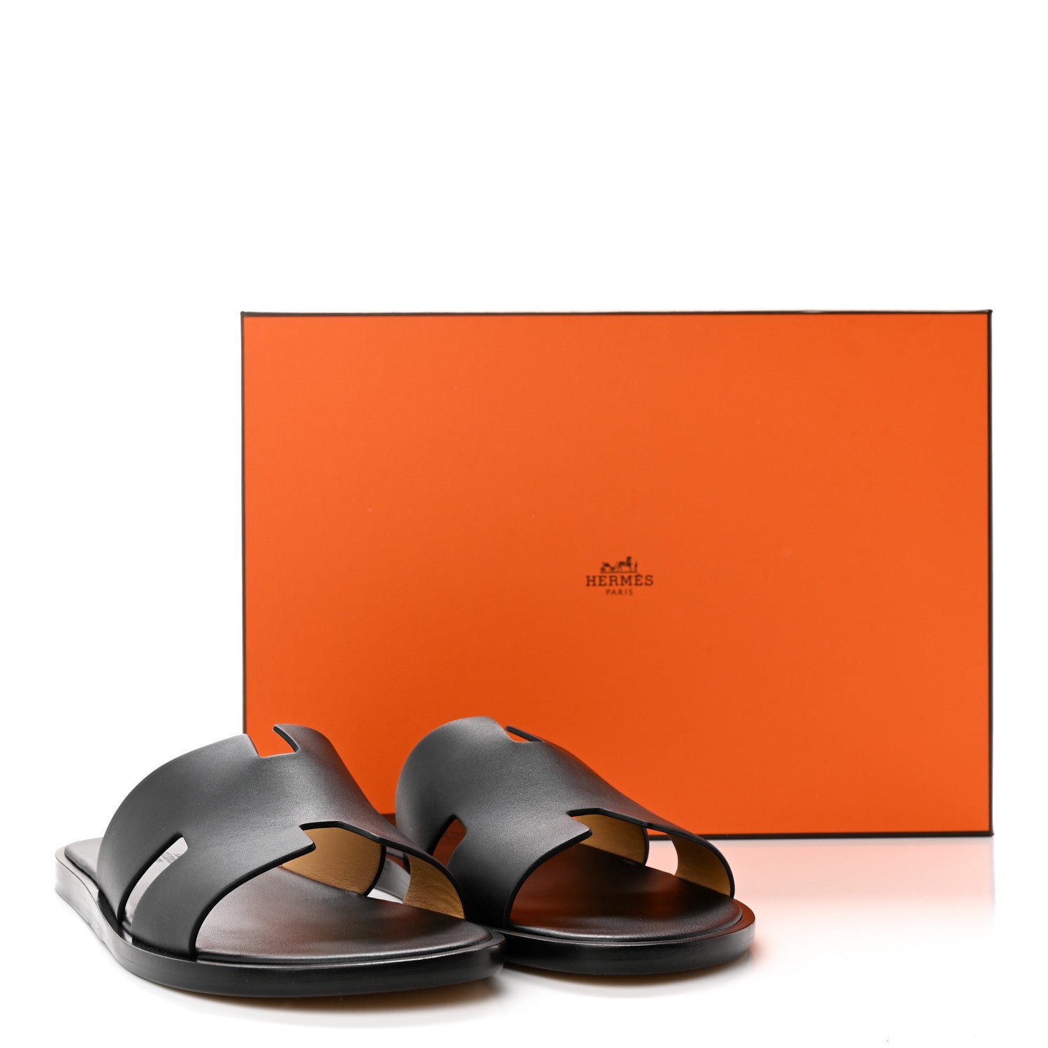 Hermes Calfskin Mens Izmir Sandals 42.5 Black 10 of 10