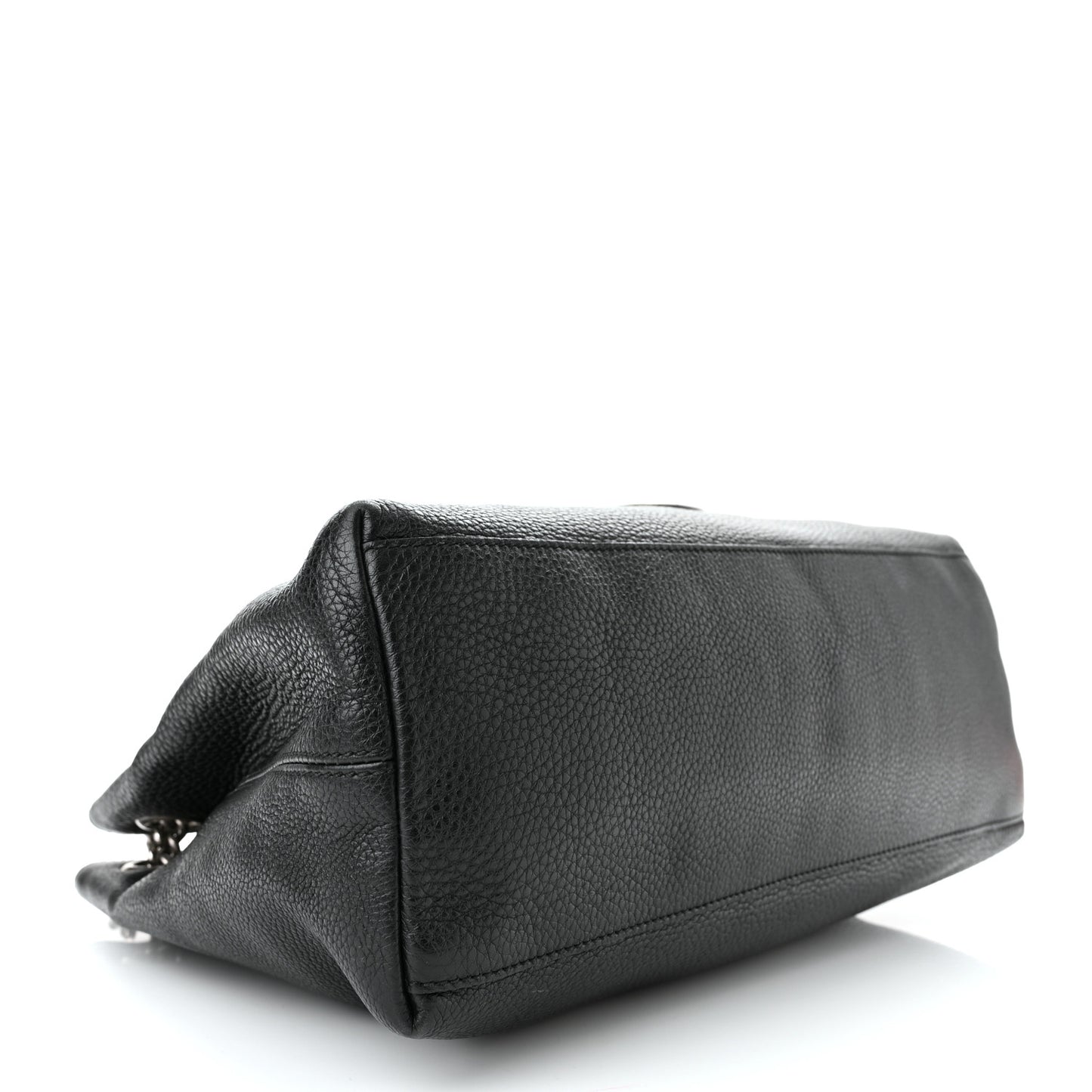Pebbled Calfskin Studded Medium Soho Chain Shoulder Bag Black