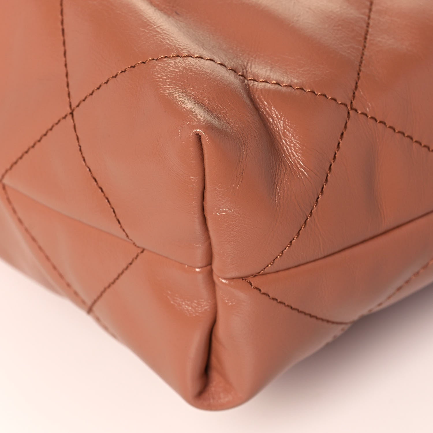 Chanel Shiny Calfskin Quilted Small Chanel 22 Camel 13 of 14