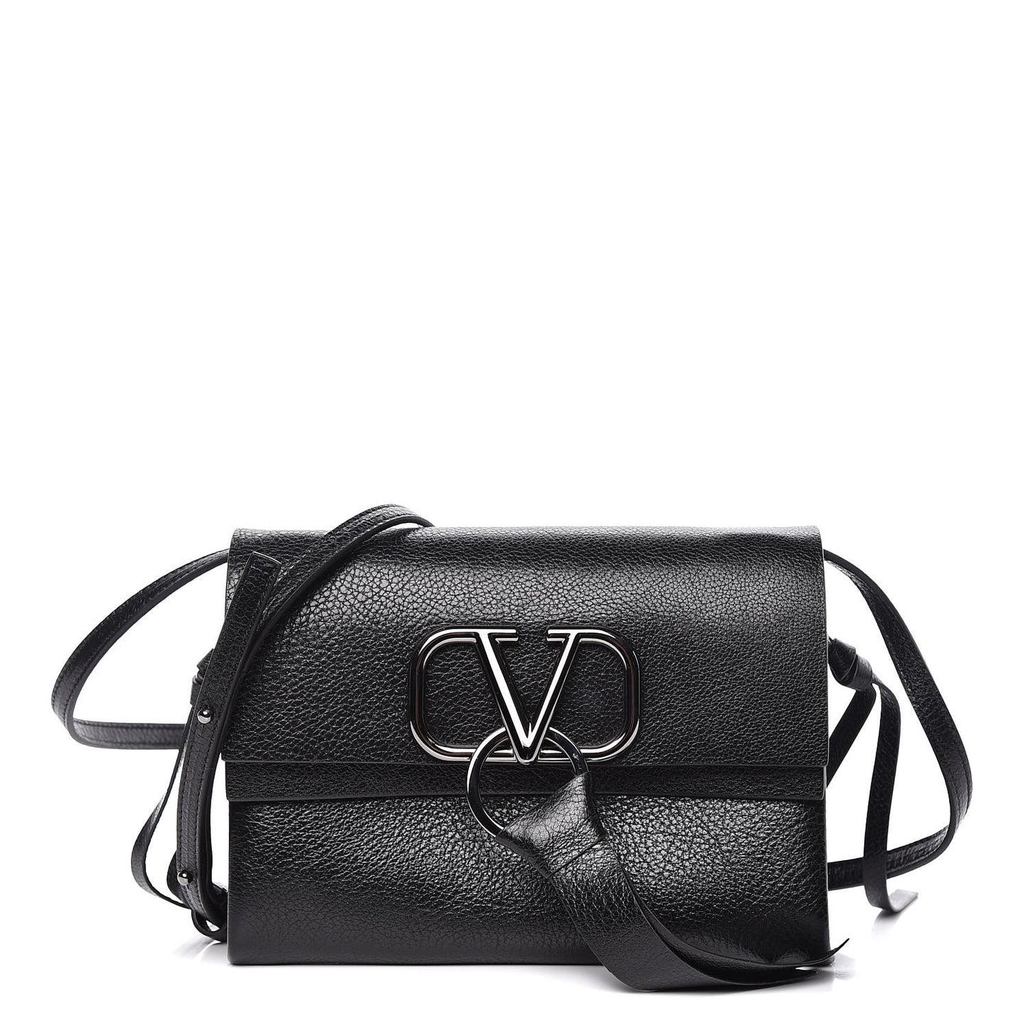 Smooth Calfskin Small VRing Crossbody Bag Black