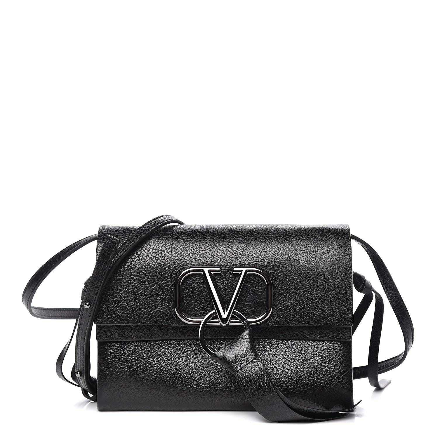 Valentino Garavani Smooth Calfskin Small VRing Crossbody Bag Black 1 of 10