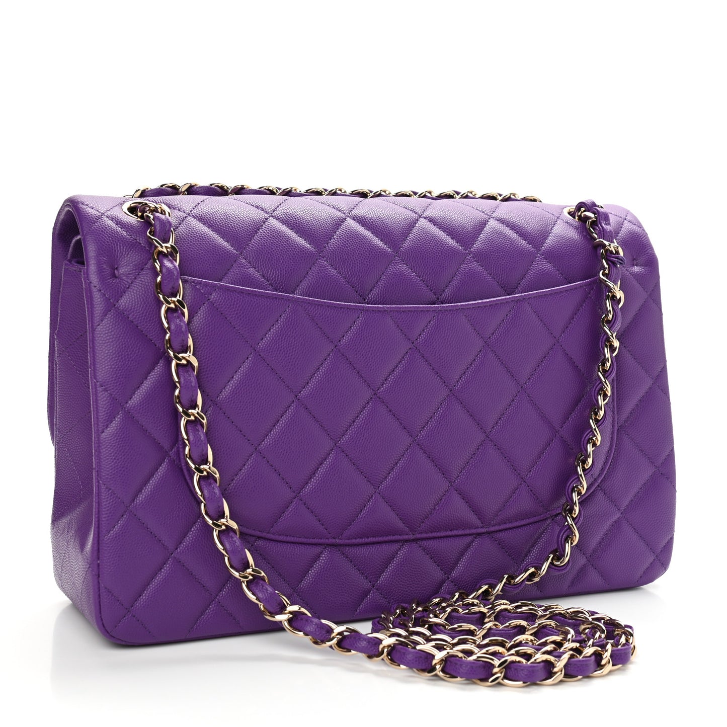 Caviar Quilted Jumbo Double Flap Dark Purple