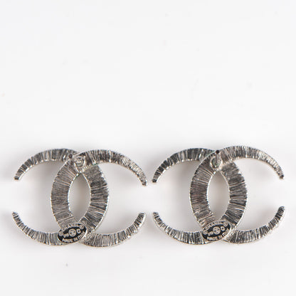 Chanel Crystal CC Moon Earrings Silver 3 of 5