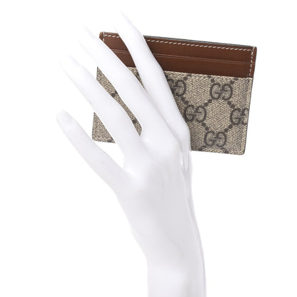 Gucci GG Supreme Monogram Calfskin Card Holder Beige Ebony Cuir 2 of 7