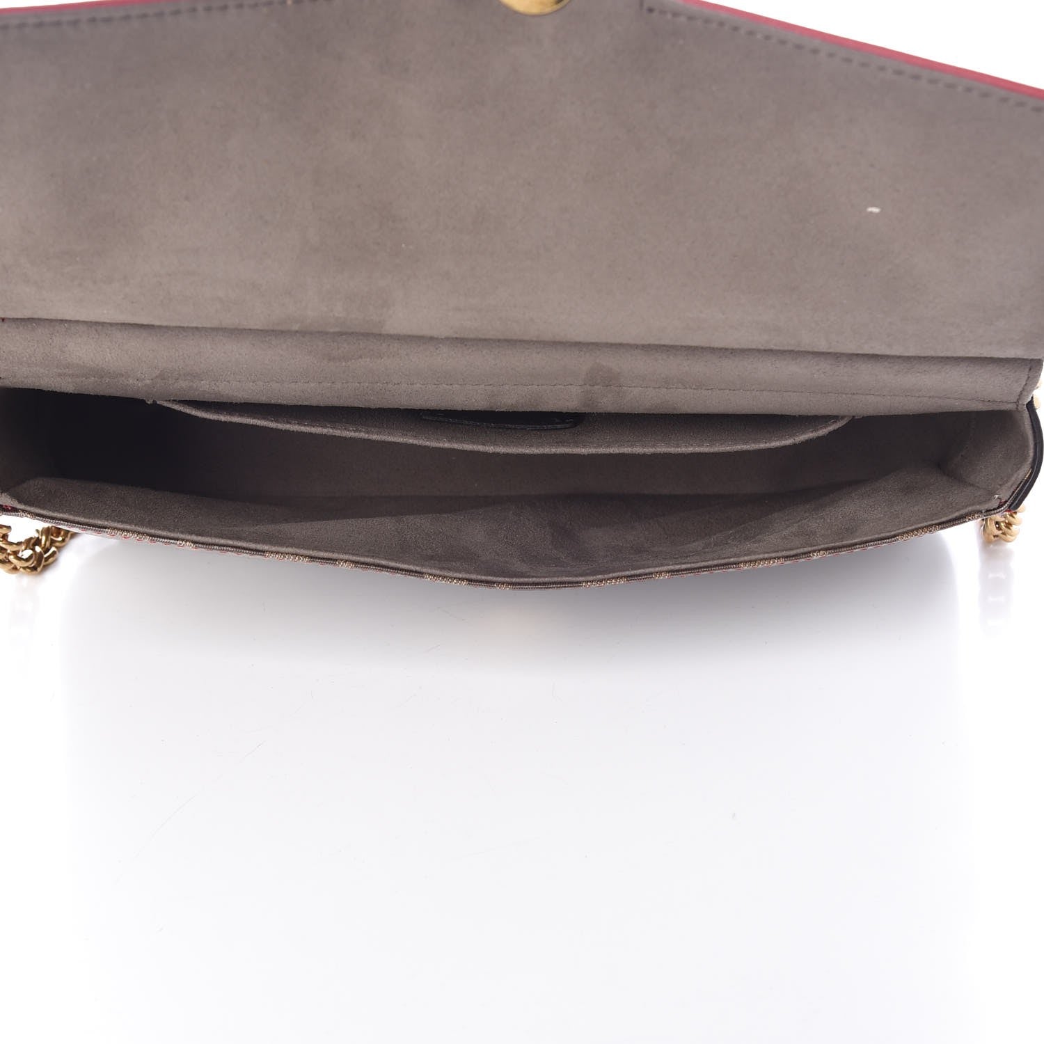 Fendi Vitello Grace Glazed Fabric FF 1974 Double F Shoulder Bag Fragola Mogano Panna 6 of 8