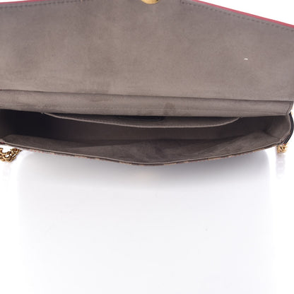 Fendi Vitello Grace Glazed Fabric FF 1974 Double F Shoulder Bag Fragola Mogano Panna 6 of 8