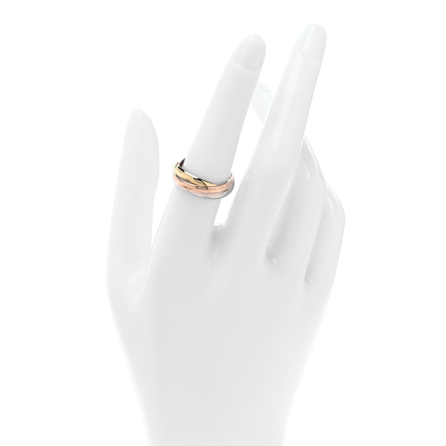 Cartier 18K Pink Yellow White Gold Small Trinity Ring 54 7 2 of 5