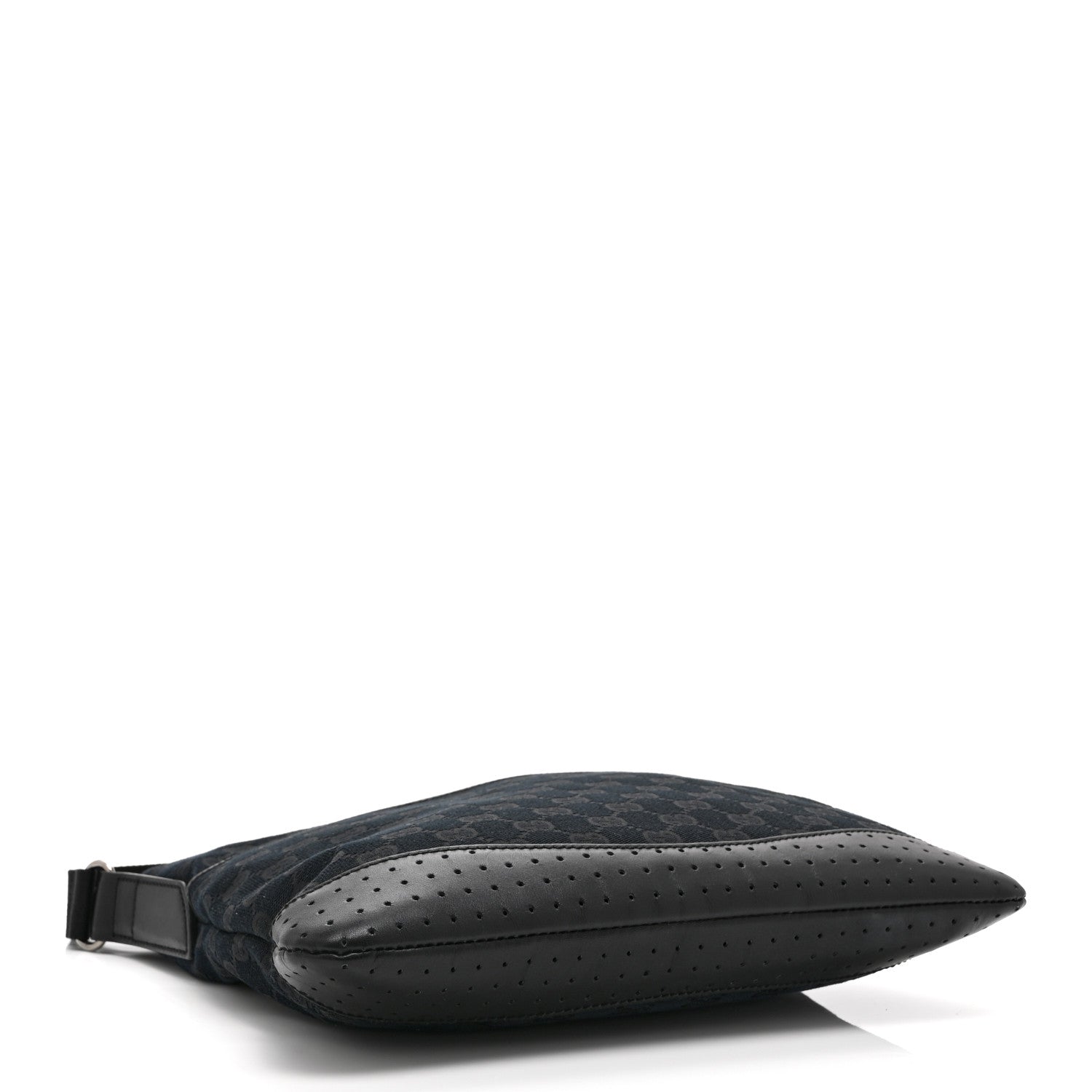 Gucci Monogram Calfskin Perforated Medium Flat Messenger Bag Black 4 of 11