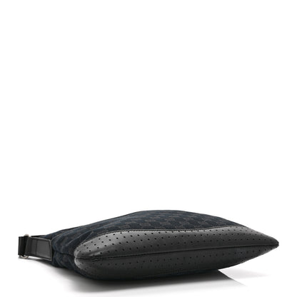 Gucci Monogram Calfskin Perforated Medium Flat Messenger Bag Black 4 of 11