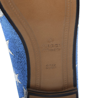 Gucci Lurex Calfskin Starry Sky Womens Jordaan Loafers 38.5 Bluette Silver 9 of 11