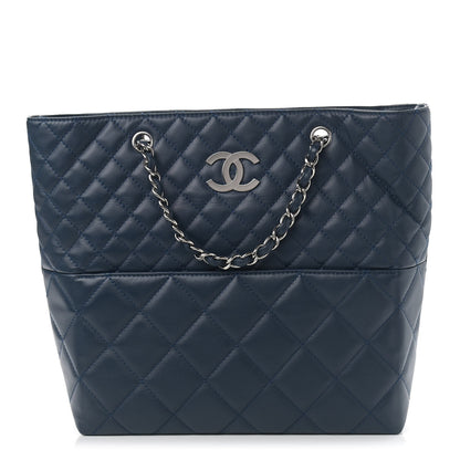 Chanel Calfskin Quilted In The Business North South Tote Blue 1 of 9