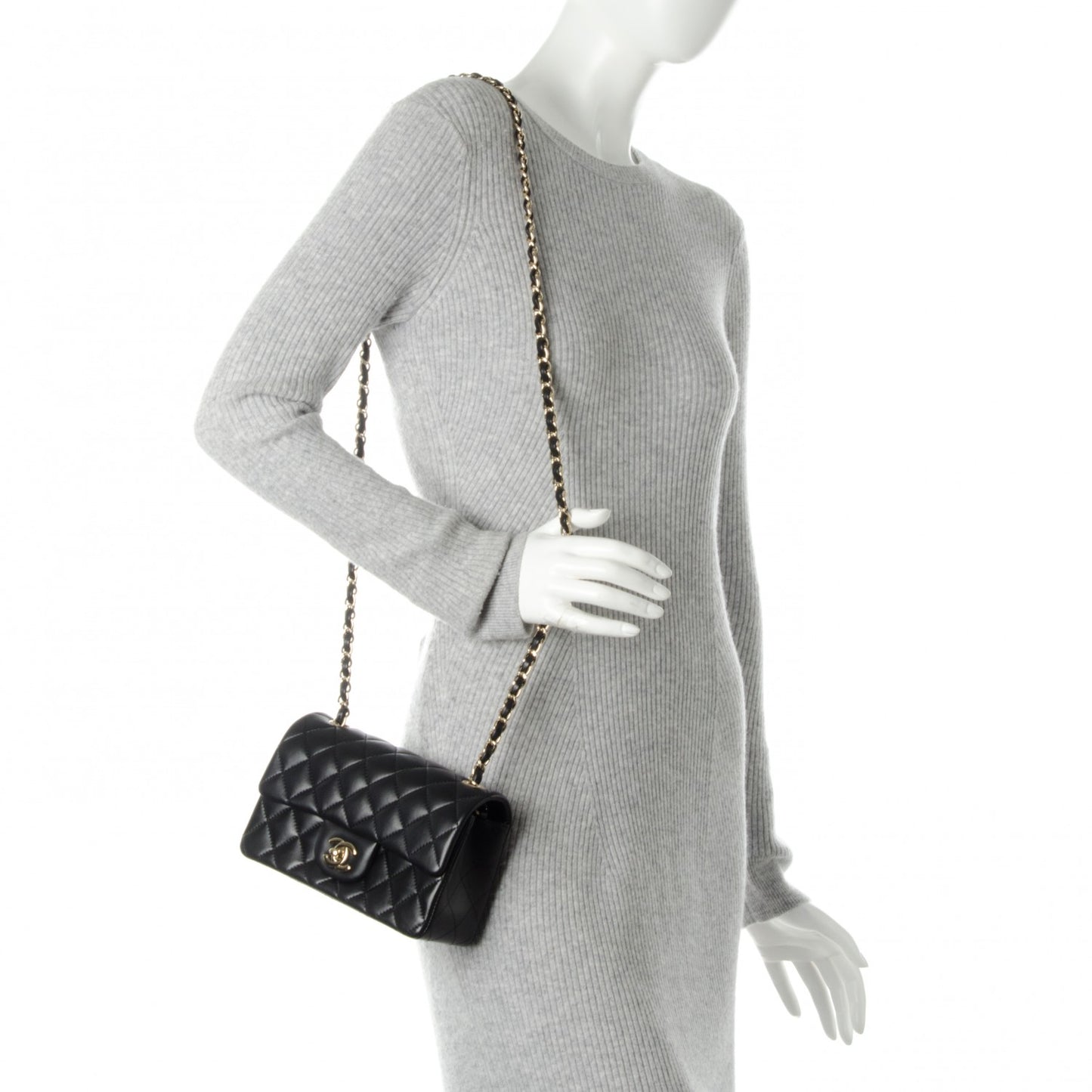 Lambskin Quilted Mini Rectangular Flap Black