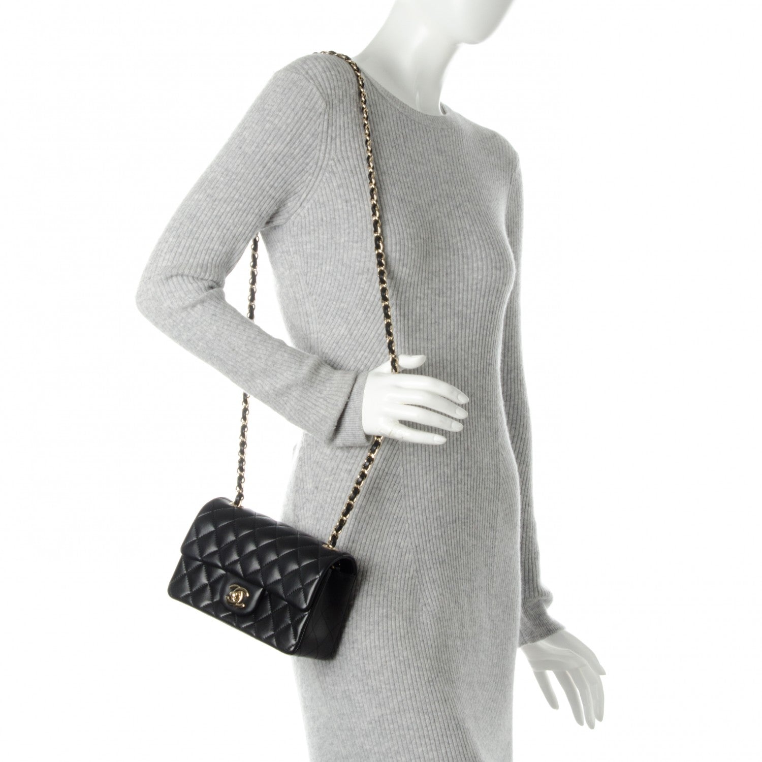 Chanel Lambskin Quilted Mini Rectangular Flap Black 2 of 7