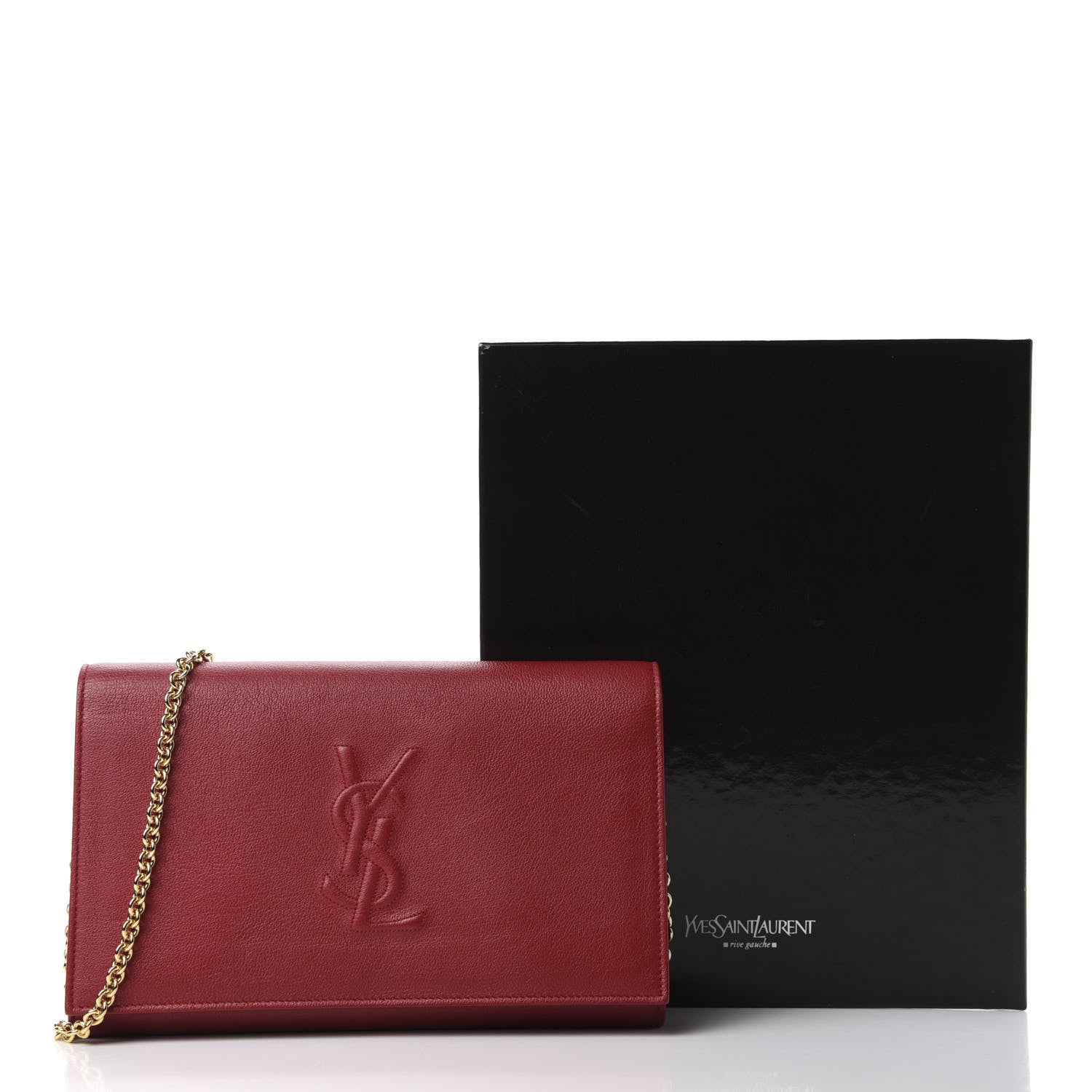 Saint Laurent Calfskin Monogram Belle de Jour Chain Clutch Rouge Orient 10 of 10