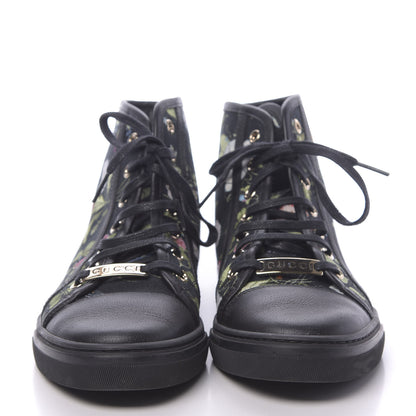 Gucci Canvas Flora Knight High Top Sneakers 36.5 Black 2 of 8