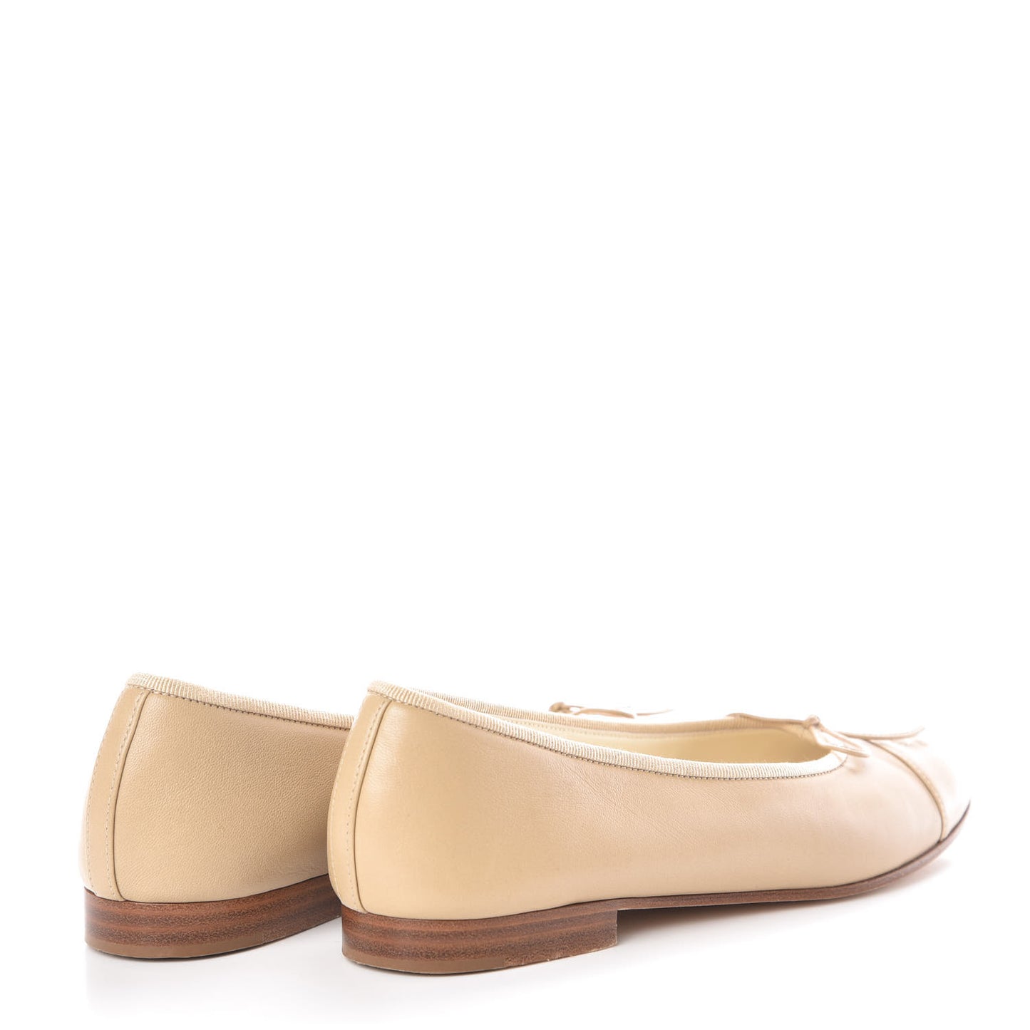 Lambskin Cap Toe CC Ballerina Flats 36 Beige