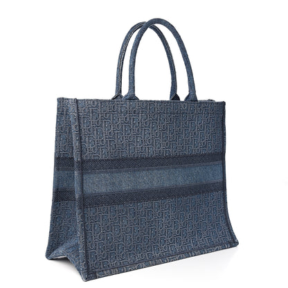 Christian Dior Oblique Denim Book Tote Denim Blue 2 of 8