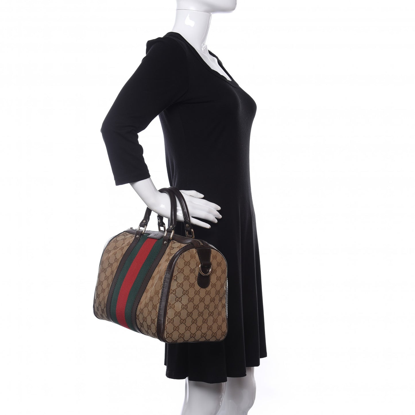 Monogram Vintage Web Medium Boston Dark Brown