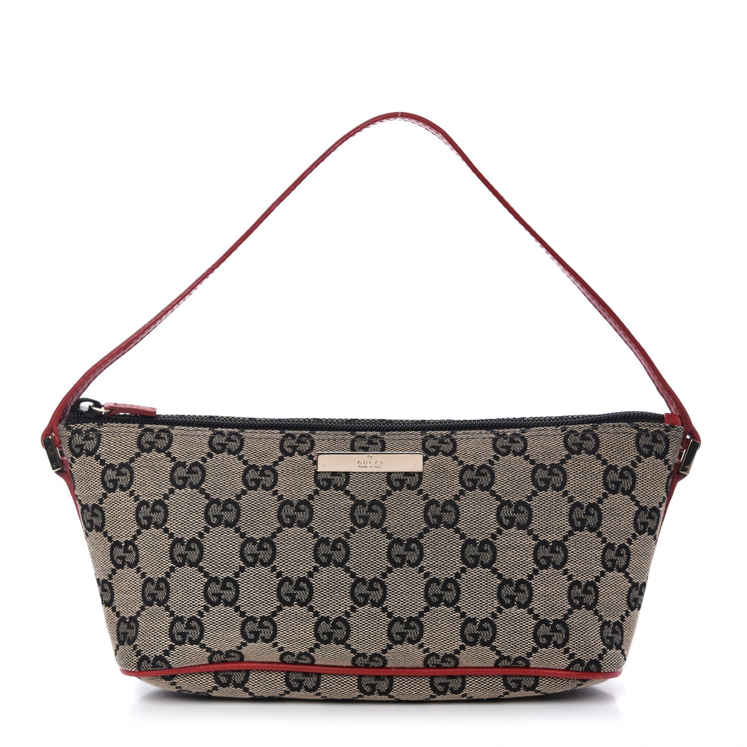 Gucci Monogram Boat Pochette Black Red 1 of 10