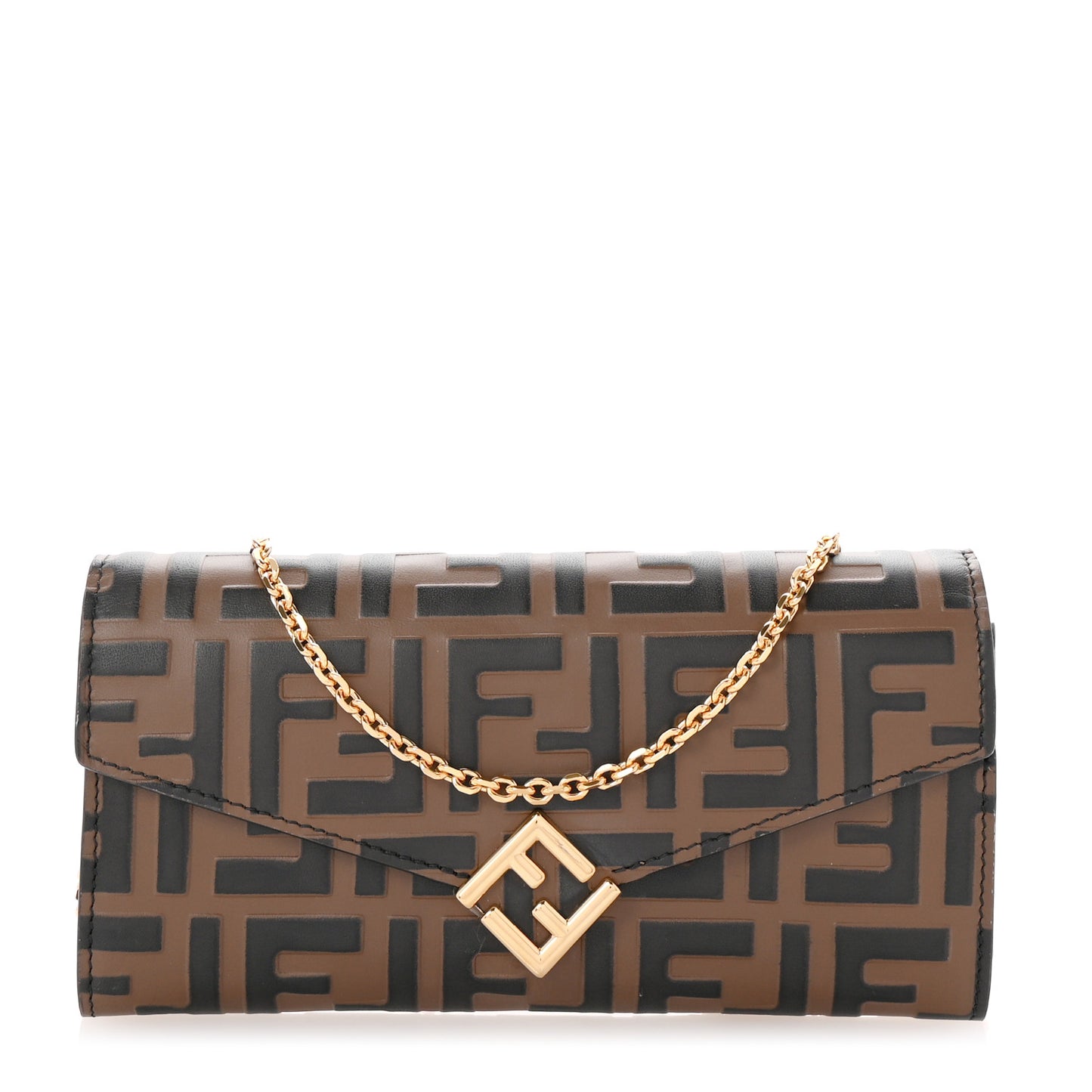 Vitello Soft FF Diamonds Continental Envelope Wallet On Chain Maya Black