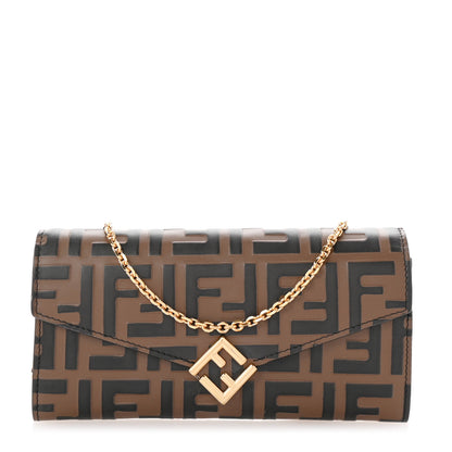 Fendi Vitello Soft FF Diamonds Continental Envelope Wallet On Chain Maya Black 1 of 9
